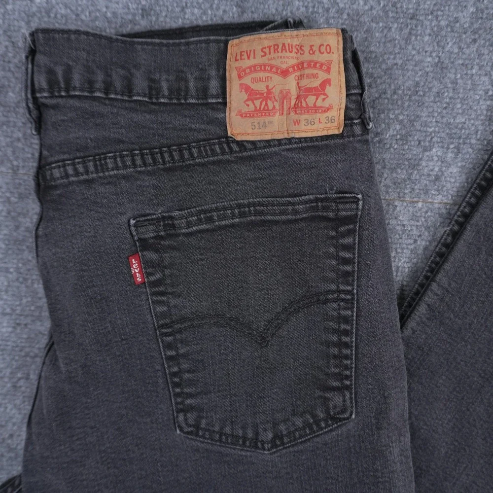 Levi's 514‎ Straight Fit Jeans Mens 36x36 Black Faded Denim Pants